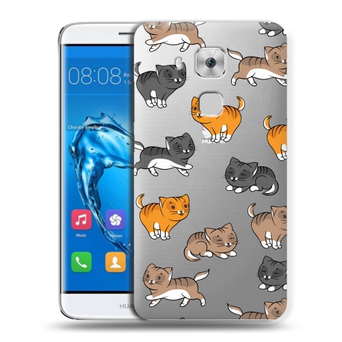 Полупрозрачный дизайнерский пластиковый чехол для Huawei Nova Plus Прозрачные котята