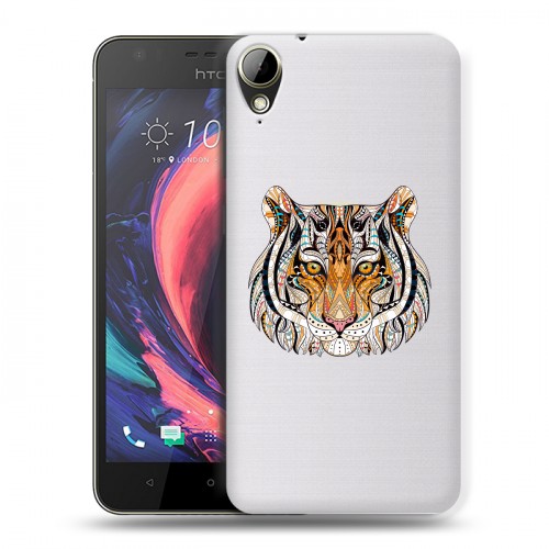 Полупрозрачный дизайнерский пластиковый чехол для HTC Desire 10 Lifestyle Прозрачные тигры