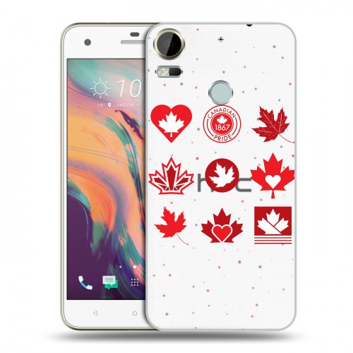 Полупрозрачный дизайнерский пластиковый чехол для HTC Desire 10 Pro Флаг Канады