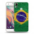 Дизайнерский пластиковый чехол для HTC Desire 10 Pro Флаг Бразилии