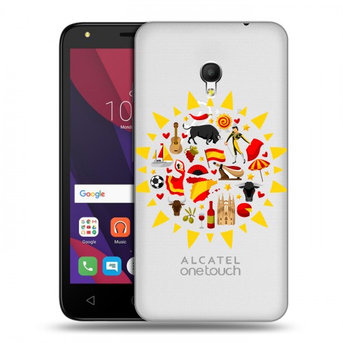 Полупрозрачный дизайнерский пластиковый чехол для Alcatel Pixi 4 (5) 5010D флаг Испании