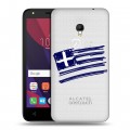 Полупрозрачный дизайнерский пластиковый чехол для Alcatel Pixi 4 (5) 5010D флаг греции