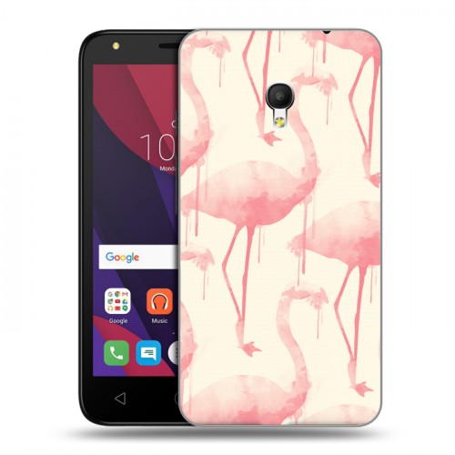 Дизайнерский пластиковый чехол для Alcatel Pixi 4 (5) 5010D Розовые фламинго