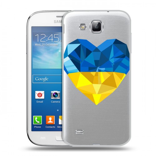Полупрозрачный дизайнерский пластиковый чехол для Samsung Galaxy Premier Флаг Украины