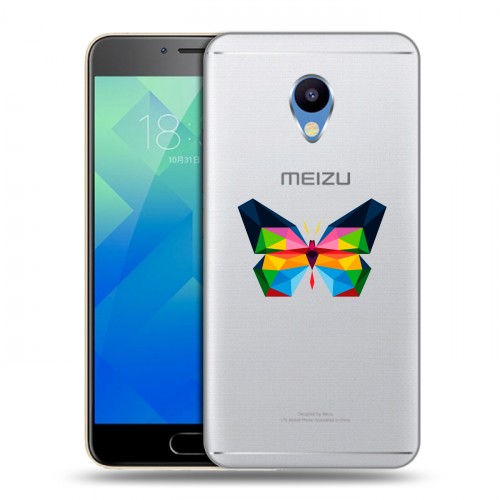 Полупрозрачный дизайнерский силиконовый чехол для Meizu M5 прозрачные Бабочки 