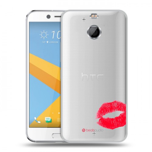 Полупрозрачный дизайнерский пластиковый чехол для HTC 10 evo Прозрачные поцелуи