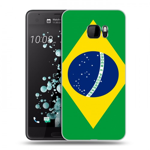 Дизайнерский пластиковый чехол для HTC U Ultra Флаг Бразилии