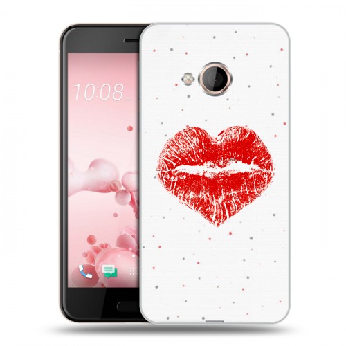 Полупрозрачный дизайнерский пластиковый чехол для HTC U Play Прозрачные поцелуи
