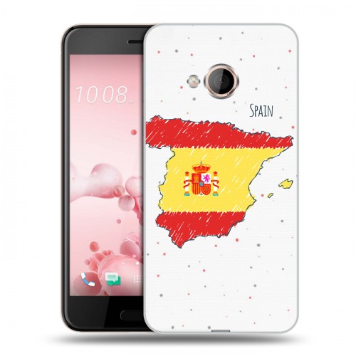 Полупрозрачный дизайнерский пластиковый чехол для HTC U Play флаг Испании
