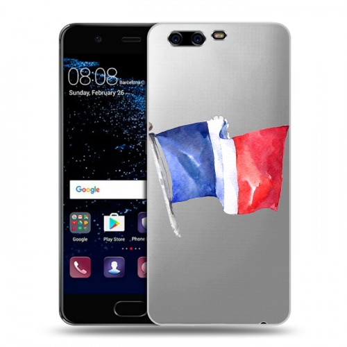 Полупрозрачный дизайнерский пластиковый чехол для Huawei P10 Флаг Франции
