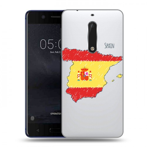 Полупрозрачный дизайнерский пластиковый чехол для Nokia 5 флаг Испании
