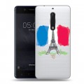 Полупрозрачный дизайнерский пластиковый чехол для Nokia 5 Флаг Франции