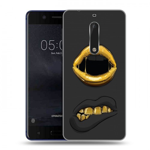 Дизайнерский пластиковый чехол для Nokia 5 Черное золото