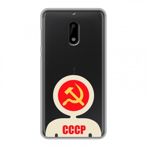 Полупрозрачный дизайнерский пластиковый чехол для Nokia 6 Флаг СССР