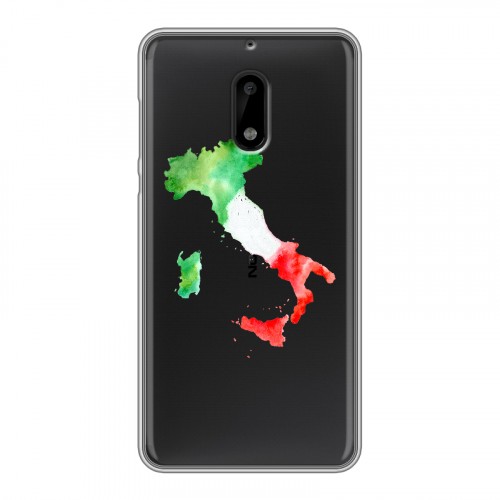 Полупрозрачный дизайнерский пластиковый чехол для Nokia 6 Флаг Италии
