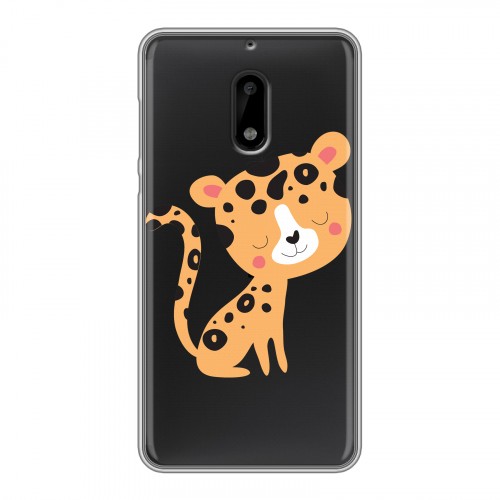 Дизайнерский пластиковый чехол для Nokia 6 Прозрачные леопарды