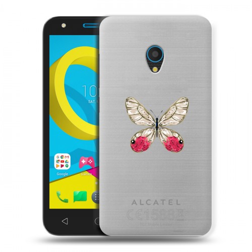 Полупрозрачный дизайнерский пластиковый чехол для Alcatel U5 прозрачные Бабочки 