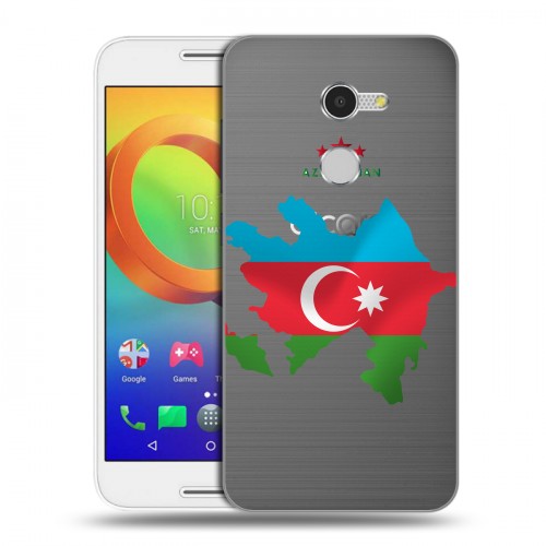 Полупрозрачный дизайнерский пластиковый чехол для Alcatel A3 Флаг Азербайджана