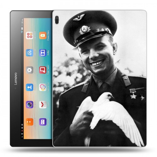 Дизайнерский силиконовый чехол для Lenovo Tab 4 10 Юрий Гагарин