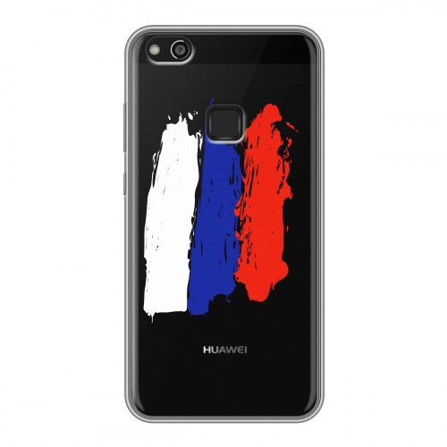 Полупрозрачный дизайнерский пластиковый чехол для Huawei P10 Lite Российский флаг