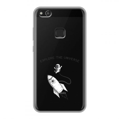 Полупрозрачный дизайнерский пластиковый чехол для Huawei P10 Lite Прозрачный космос