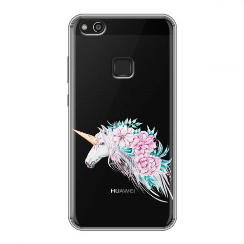 Полупрозрачный дизайнерский пластиковый чехол для Huawei P10 Lite Прозрачные цветочки