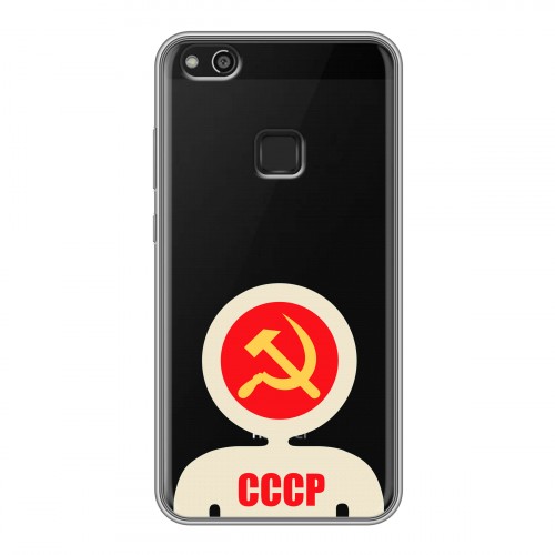 Полупрозрачный дизайнерский пластиковый чехол для Huawei P10 Lite Флаг СССР
