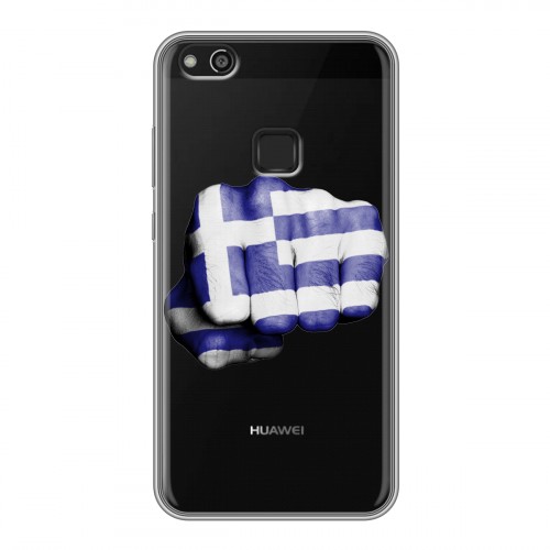 Полупрозрачный дизайнерский пластиковый чехол для Huawei P10 Lite флаг греции