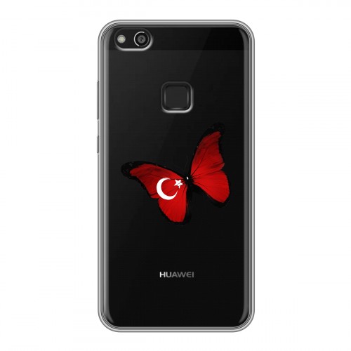 Полупрозрачный дизайнерский силиконовый чехол для Huawei P10 Lite Флаг Турции