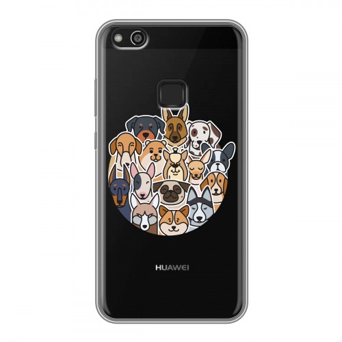Полупрозрачный дизайнерский пластиковый чехол для Huawei P10 Lite Прозрачные собаки