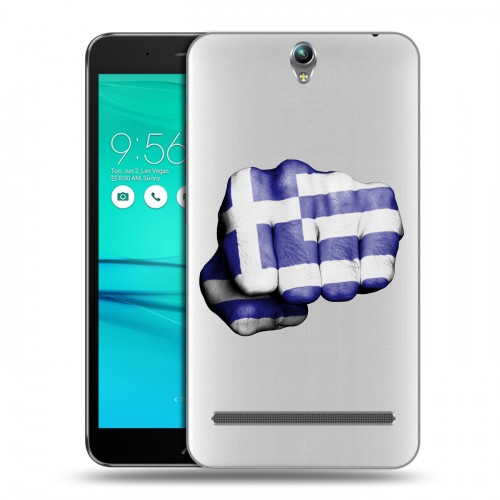 Полупрозрачный дизайнерский пластиковый чехол для ASUS ZenFone Go ZB690KG флаг греции