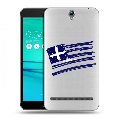 Полупрозрачный дизайнерский пластиковый чехол для ASUS ZenFone Go ZB690KG флаг греции