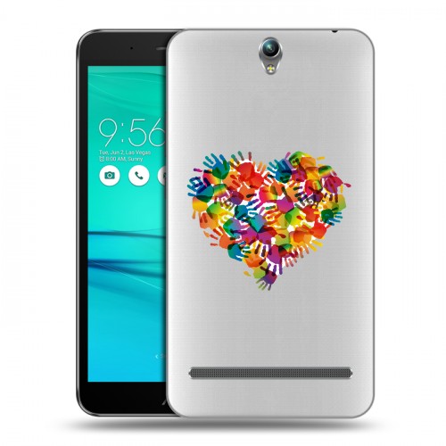 Полупрозрачный дизайнерский пластиковый чехол для ASUS ZenFone Go ZB690KG Прозрачные сердечки