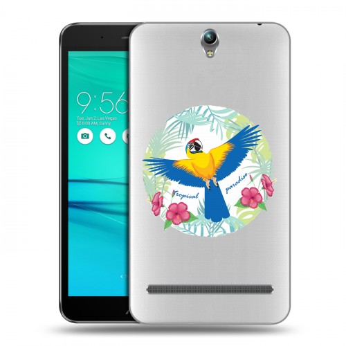 Полупрозрачный дизайнерский пластиковый чехол для ASUS ZenFone Go ZB690KG Прозрачные попугаи