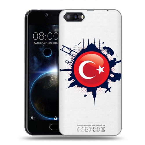 Полупрозрачный дизайнерский пластиковый чехол для Doogee Shoot 2 Флаг Турции