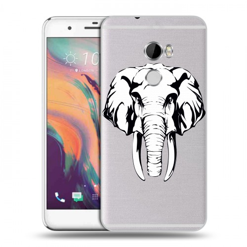 Полупрозрачный дизайнерский пластиковый чехол для HTC One X10 Прозрачные слоны