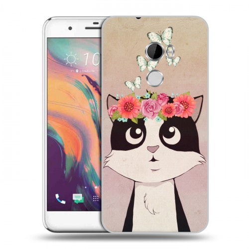 Дизайнерский пластиковый чехол для HTC One X10 Животные с цветами