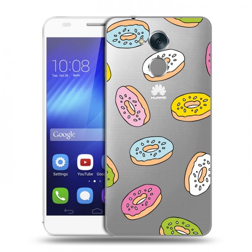 Полупрозрачный дизайнерский пластиковый чехол для Huawei Honor 6C Прозрачные пончики