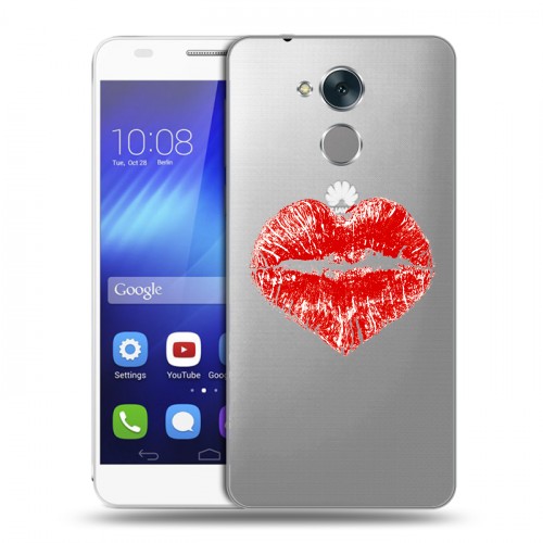 Полупрозрачный дизайнерский пластиковый чехол для Huawei Honor 6C Прозрачные поцелуи