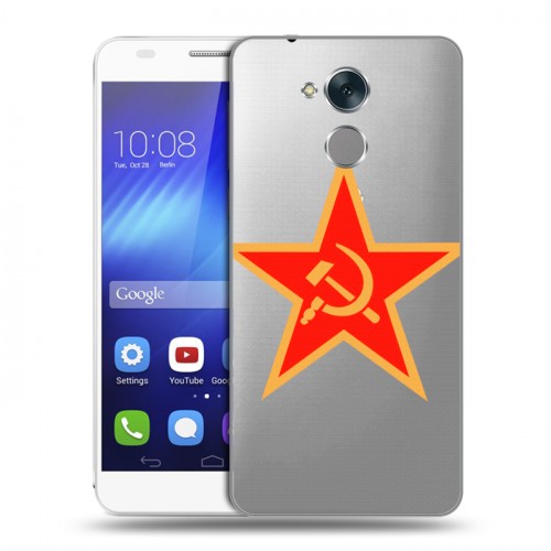 Полупрозрачный дизайнерский пластиковый чехол для Huawei Honor 6C Флаг СССР