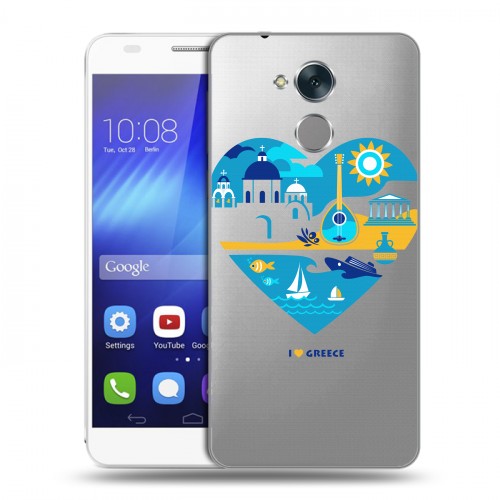 Полупрозрачный дизайнерский пластиковый чехол для Huawei Honor 6C флаг греции