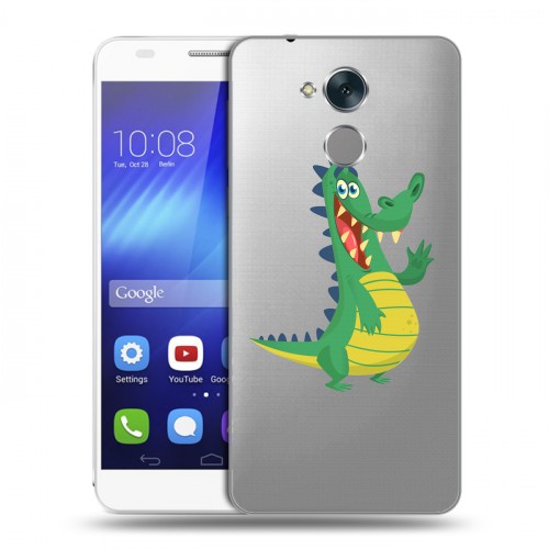 Полупрозрачный дизайнерский пластиковый чехол для Huawei Honor 6C Прозрачные крокодилы