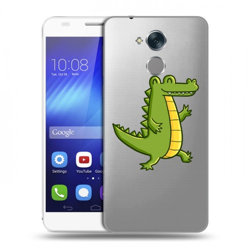 Полупрозрачный дизайнерский пластиковый чехол для Huawei Honor 6C Прозрачные крокодилы