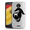 Полупрозрачный дизайнерский пластиковый чехол для Motorola Moto C Plus Прозрачные обезьяны