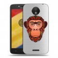 Полупрозрачный дизайнерский пластиковый чехол для Motorola Moto C Plus Прозрачные обезьяны