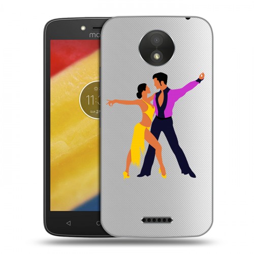 Полупрозрачный дизайнерский пластиковый чехол для Motorola Moto C Plus Прозрачные танцоры 