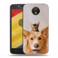 Дизайнерский пластиковый чехол для Motorola Moto C Plus Собака и котенок