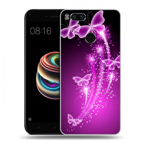 Дизайнерский силиконовый чехол для Xiaomi Mi5X Бабочки фиолетовые