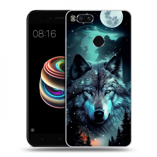 Дизайнерский силиконовый чехол для Xiaomi Mi5X Волк и луна