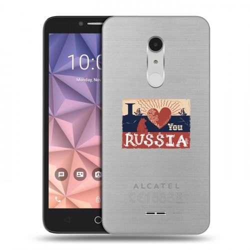Полупрозрачный дизайнерский пластиковый чехол для Alcatel A3 XL Российский флаг